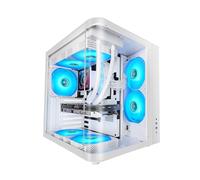 Mars Gaming MC-CURV, ATX Gaming Case, Triple Curved Continuous Tempered Glass Front and Side, Dual-Chamber Structure, Compact PC Mid-Tower with Large Internal Capacity, USB-C and USB 3.0, White