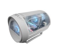 Mars Gaming MC-CYLON, Gaming Case MicroATX, Cylindrical Turbine Design, Tempered Glass Panel and Curved Panoramic Top Window, 200mm RGB Front Fan + 120mm Rear Fan, White