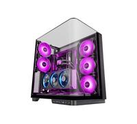 MARS GAMING MC-INFINIO, Gaming ATX Case, Curved Frameless Tempered Glass, 2x 120mm ARGB Fans, Vertical GPU Mounting, Liquid Cooling Support up to 360mm, USB-C, Black