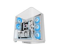 MARS GAMING MC-INFINIO, Gaming ATX Case, Curved Frameless Tempered Glass, 2x 120mm ARGB Fans, Vertical GPU Mounting, Liquid Cooling Support up to 360mm, USB-C, White