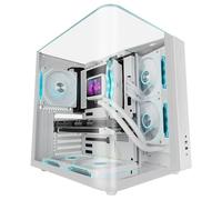 Mars Gaming MC-INFINIOLITE, ATX Gaming Case, Frameless Continuous Curved Tempered Glass, Tempered Glass Top Panel, Dual Chamber Structure, Liquid Cooling Support up to 240mm, White