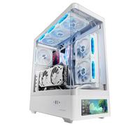 Mars Gaming MC-LCDPRO, Gaming ATX Case, Customizable IPS LCD Screen 7.2", Curved Tempered Glass Front and Side, Dual Chamber Structure, Liquid Cooling Support up to 360mm, White