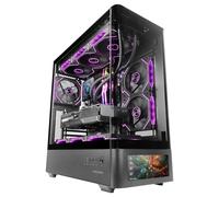 Mars Gaming MC-LCDPRO, Gaming ATX Case, Customizable IPS LCD Screen 7.2", Curved Tempered Glass Front and Side, Dual Chamber Structure, Liquid Cooling Support up to 360mm, Black
