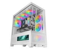 Mars Gaming MC-LCDX, Gaming Case ATX, Integrated IPS Screen 9.16" and HDMI Connection, Continuous Tempered Glass, Bottom Full Mesh Panel, Dual Chamber, Liquid Cooling Support up to 360mm, White