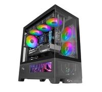 Mars Gaming MC-LCDX, Gaming Case ATX, Integrated IPS Screen 9.16" and HDMI Connection, Continuous Tempered Glass, Bottom Full Mesh Panel, Dual Chamber, Liquid Cooling Support up to 360mm, Black