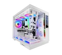 Mars Gaming MC-MIRAGE, Gaming Case ATX, 7.2” Customizable LCD IPS Display, Continuous Tempered Glass Front and Side, Dual Chamber Structure, Liquid Cooling Support up to 360mm, White