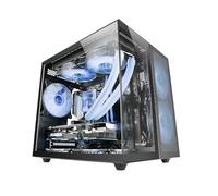 Mars Gaming MC-NOVAM Black, Custom MicroATX Compact Case, Dual Window Continuous Tempered Glass, Dual Chamber Modular Frame, Front Grill, Liquid Cooling Support, USB-C Connector