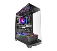 Mars Gaming MC-PRISMA, Gaming Case ATX, Triple Continuous Frameless Tempered Glass, Side and Front ARGB Lighting, Dual Chamber, Liquid Cooling Support up to 360mm, Black