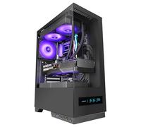 Mars Gaming MC-PULSAR, ATX Gaming Case, Real-Time Front LCD Screen, Dual Tempered Glass Front and Side, CABLEHATCH Cable Management System, Liquid Cooling up to 240mm, Black