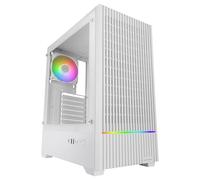 Mars Gaming MC-QUANTUM, ATX Gaming PC Case, Mesh Front with ARGB LED Strip, Full Tempered Glass Side, 4x 120mm FDB Fans, Liquid Cooling Support up to 240mm, USB-C, White