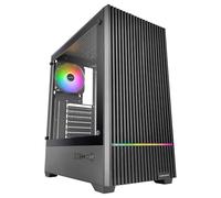 Mars Gaming MC-QUANTUM, ATX Gaming PC Case, Mesh Front with ARGB LED Strip, Full Tempered Glass Side, 4x 120mm FDB Fans, Liquid Cooling Support up to 240mm, USB-C, Black