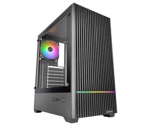 Mars Gaming MC-QUANTUM, ATX Gaming PC Case, Mesh Front with ARGB LED Strip, Full Tempered Glass Side, 4x 120mm FDB Fans, Liquid Cooling Support up to 240mm, USB-C, Black