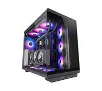 MARS GAMING MC-REV, ATX Gaming Case, Dual Tempered Glass, 3x 12cm Inverted ARGB Fans, Vertical GPU Mount, PC Tower with Liquid Cooling Support up to 360mm, Black