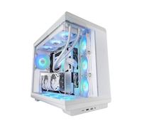 MARS GAMING MC-REV, ATX Gaming Case, Dual Tempered Glass, 3x 12cm Inverted ARGB Fans, Vertical GPU Mount, PC Tower with Liquid Cooling Support up to 360mm, White