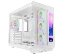 Mars Gaming MC-REVMAX, ATX PC Case, 11.8" IPS Display, Continuous Tempered Glass, 4 PWM ARGB Fans, Liquid Cooling up to 360mm, Compatible with Back-Connect Motherboards, USB-C, White