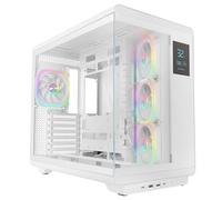 Mars Gaming MC-REVPRO, ATX PC Case, 4.3" LCD Display, Continuous Tempered Glass, 4 PWM ARGB Fans, Liquid Cooling up to 360mm, Compatible with Back-Connect Motherboards, USB-C, White