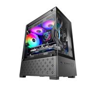 Mars Gaming MC-SE2, MicroATX Gaming Case, Frameless Tempered Glass Front and Side, 120mm FRGB Fan, Dual-Chamber Structure, Compact PC Case with Large Internal Capacity, Black