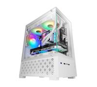 Mars Gaming MC-SE2, MicroATX Gaming Case, Frameless Tempered Glass Front and Side, 120mm FRGB Fan, Dual-Chamber Structure, Compact PC Case with Large Internal Capacity, White