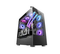 Mars Gaming MC-ULT, Custom XXL E-ATX Gaming Case, Dual Tempered Glass 90º Frameless + Side Door, Full Liquid Cooling Support, PC Tower with Dual Vertical Chamber Design, Black
