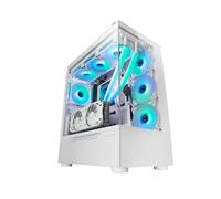 Mars Gaming MC-ULT, Custom XXL E-ATX Gaming Case, Dual Tempered Glass 90º Frameless + Side Door, Full Liquid Cooling Support, PC Tower with Dual Vertical Chamber Design, White