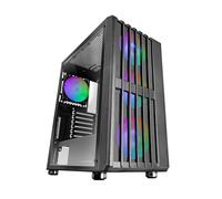 Mars Gaming MC-VAULT, ATX Gaming Case, 4x 120mm ARGB Fans, Vertical Mesh Front Panel Design, Tempered Glass Side Window, 3x Vertical PCI Slots, Professional PC Mid-Tower, Black