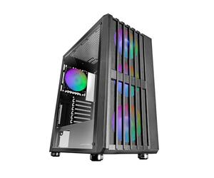 Mars Gaming MC-VAULT, ATX Gaming Case, 4x 120mm ARGB Fans, Vertical Mesh Front Panel Design, Tempered Glass Side Window, 3x Vertical PCI Slots, Professional PC Mid-Tower, Black