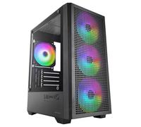 Mars Gaming MC-VECTOR, Micro-ATX and Mini-ITX Gaming PC Case, 4x 120mm ARGB FDB Fans, Tempered Glass, Mesh Front, Dual Chamber, 120mm Liquid Cooling Support, USB-C, Black