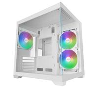 Mars Gaming MC-VIEW3, MicroATX PC Case, Panoramic Tempered Glass, 3x 120mm ARGB Fans, Dual Chamber, Liquid Cooling Support up to 240mm, Compact Mini-Tower with USB-C, White