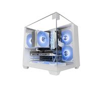 MARS GAMING MC-VISIONM, Compact MicroATX Gaming Case, Triple Tempered Glass, Dual-Chamber Structure, Liquid Cooling Support up to 240mm, Mini-Tower PC with Large Internal Capacity, White