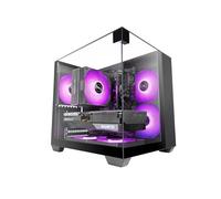 MARS GAMING MC-VISIONM, Compact MicroATX Gaming Case, Triple Tempered Glass, Dual-Chamber Structure, Liquid Cooling Support up to 240mm, Mini-Tower PC with Large Internal Capacity, Black