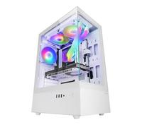 MARS GAMING MC-XO, Gaming ATX Case, Dual Frameless Tempered Glass at 90°, 12cm FRGB Fan, SIDECOOL Cooling System, Mid-Tower PC with Dual-Chamber Design, Large Internal Capacity, White
