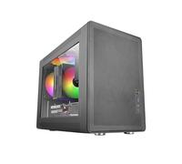 MARS GAMING MC-XPS, Ultracompact MicroATX Gaming Case, Tempered Glass + Mesh Panels, FRGB 120mm Fan, Mesh Cooling Technology, Dual PSU Support for ATX and SFX, Mini-Tower PC USB-C, Black
