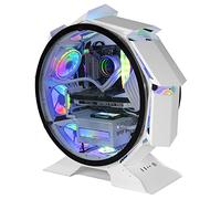 Mars Gaming MCORB White, Micro-ATX XL Gaming PC Case, Custom Circular Design, Tempered Double Glazing