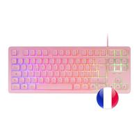 Mars Gaming MCP-RGB3, French Layout, Fixed Keyboard, Flow 3200 DPI Mouse, Over-Ear Headset, XXL Mouse Pad, Pink