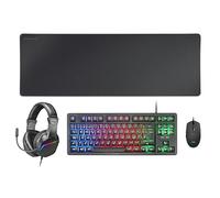 Mars Gaming MCP-RGB3, Italian Language, Pack RGB Fixed Keyboard, Mouse Flow 3200 DPI, Over-Ear Headset, XXL Mousepad, Black