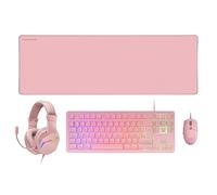 Mars Gaming MCP-RGB3, Spanish Layout, Pack RGB Fixed Keyboard, Flow 3200 DPI Mouse, Over-Ear Headset, XXL Mouse Pad, Pink