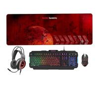 Mars Gaming MCP1 - Gaming Keyboard and Mouse Pack (2800 DPI, Anti-Ghosting Capability, Red LED Lighting, Ambidextrous, USB), Black and Red