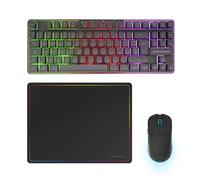 Mars Gaming MCPWTKL, Italian, Wireless Gaming Combo, DualPro Link 2.4GPRO Technology, TKL FRGB Rainbow Keyboard + RGB 3200DPI Mouse with HUANO Switches + Non-Slip Mouse Pad 360x260mm, Black
