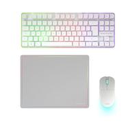 Mars Gaming MCPWTKL, Italian, Wireless Gaming Combo, DualPro Link 2.4GPRO Technology, TKL FRGB Rainbow Keyboard + RGB 3200DPI Mouse with HUANO Switches + Non-Slip Mouse Pad 360x260mm, White