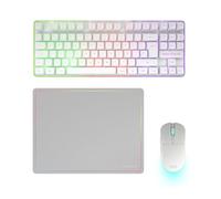 Mars Gaming MCPWTKL, Spanish, Wireless Gaming Combo, DualPro Link 2.4GPRO Technology, TKL FRGB Rainbow Keyboard + RGB 3200DPI Mouse with HUANO Switches + Non-Slip Mouse Pad 360x260mm, White