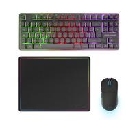 Mars Gaming MCPWTKL, Wireless Gaming Combo, DualPro Link 2.4GPRO Technology, TKL FRGB Rainbow Keyboard + RGB 3200DPI Mouse with HUANO Switches + Non-Slip Mouse Pad 360x260mm, Black, French