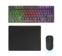 Mars Gaming MCPWTKL, Wireless Gaming Combo, DualPro Link 2.4GPRO Technology, TKL FRGB Rainbow Keyboard + RGB 3200DPI Mouse with HUANO Switches + Non-Slip Mouse Pad 360x260mm, Black, English US