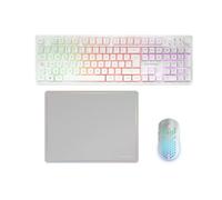 Mars Gaming MCPWX, Italian, Wireless Gaming Combo, DualPro Link 2.4GPRO Technology, Full FRGB Keyboard with Multimedia Control + RGB 3200DPI Mouse + Non-Slip Mouse Pad 360x260mm, White