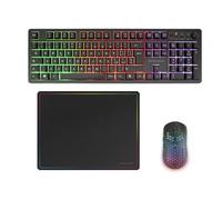 Mars Gaming MCPWX, Italian, Wireless Gaming Combo, DualPro Link 2.4GPRO Technology, Full FRGB Keyboard with Multimedia Control + RGB 3200DPI Mouse + Non-Slip Mouse Pad 360x260mm, Black