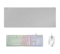 Mars Gaming MCPX, French AZERTY Layout, 3-in-1 Gaming Combo with H-MECH Backlit Keyboard, Ultralight 10000 DPI Mouse with Software and XXL Mouse Pad, Compatible with PC, PS4, PS5, Xbox, White