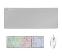 Mars Gaming MCPX, Spanish Layout, 3-in-1 Gaming Combo with H-MECH Backlit Keyboard, Ultralight 10000 DPI Mouse with Software and XXL Mouse Pad, Compatible with PC, PS4, PS5, Xbox, White