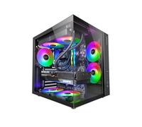 Mars Gaming MCV-ONE, ATX Gaming Case, Dual Continuous Tempered Glass, 12cm Rear FRGB Fan, Dual-Chamber Structure, Compact Mid-Tower PC, Liquid Cooling Support up to 240mm, Black