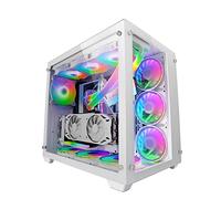 Mars Gaming MCV3 White, Custom XXL E-ATX Gaming Tower, Front and Side Tempered Glass Window, Dual Chamber Modular Frame