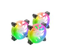 Mars Gaming MF-3A, Kit 3x Ultra Quiet 120mm FDB Fans, ARGB Rainbow 360° Frameless Lighting, 3in1 Fans with Full ARGB Compatibility, Dual ARGB Male + Female Connector, Black