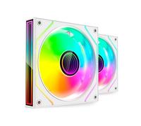 MARS GAMING MF-3DPROX2, 2x 120mm PWM Fan Kit, Triple Infinity Mirror 360° ARGB Lighting, PWM Control System, FDB Bearings, PC Fans with Full ARGB Compatibility, White